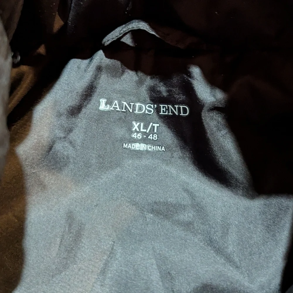 Lands’ End Down Puffer Vest Black Insulated Classic XL T Snap Up Outdoor